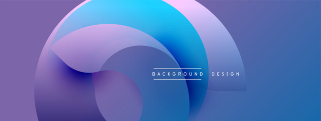 Abstract flowing shapes, blue purple gradients. Modern design elements create dynamic visual impact. Background suggests technology, innovation.