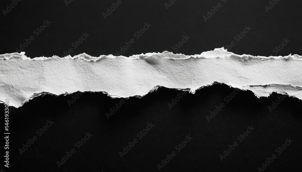 Leinwandbilder abstract torn white paper texture on dark black background for graphic design and grunge elements fe