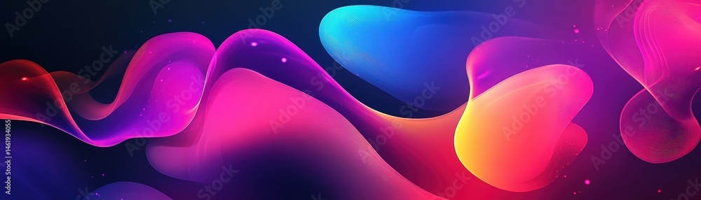 Poster Abstract Wavy Background with Gradient Colors Dynamic Shapes and Smooth Texture in Neon Pink Purple and Blue Lighting for Modern Art and Digital Design Presentations and Creative Projects