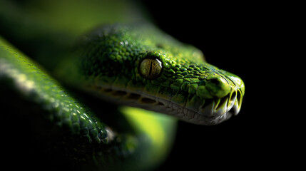 Side profile close up of a green tree diagram python