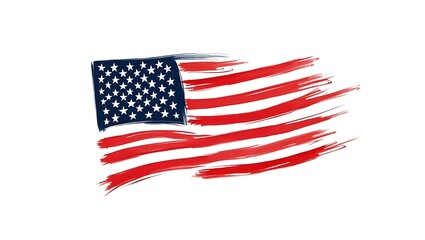 Abstract American Flag Design Paint Strokes White Background