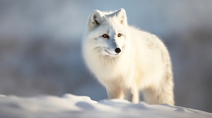 Majestic White Arctic Fox in Snowy Landscape