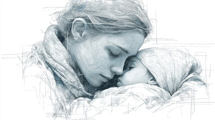 Portrait of a mother with depression postpartum