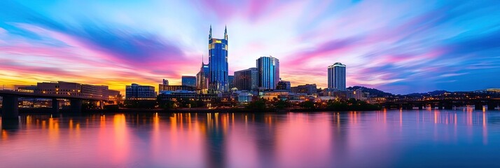 cinematic nashville downtown skyline -