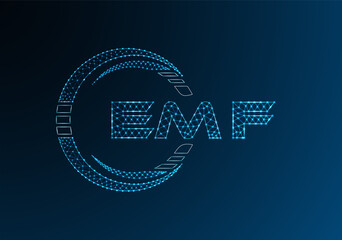EMF low poly letter logo vector design. EMF lower poly logo design. Low poly logo.