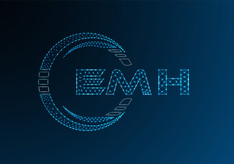 EMH low poly letter logo vector design. EMH lower poly logo design. Low poly logo.