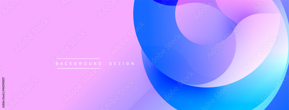 Poster abstract fluid shapes, pink purple gradient, blue overlay. modern design element for backgrounds, pr