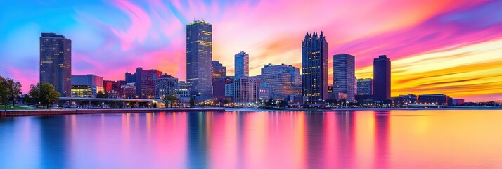 Naklejka premium manga detroit downtown skyline 