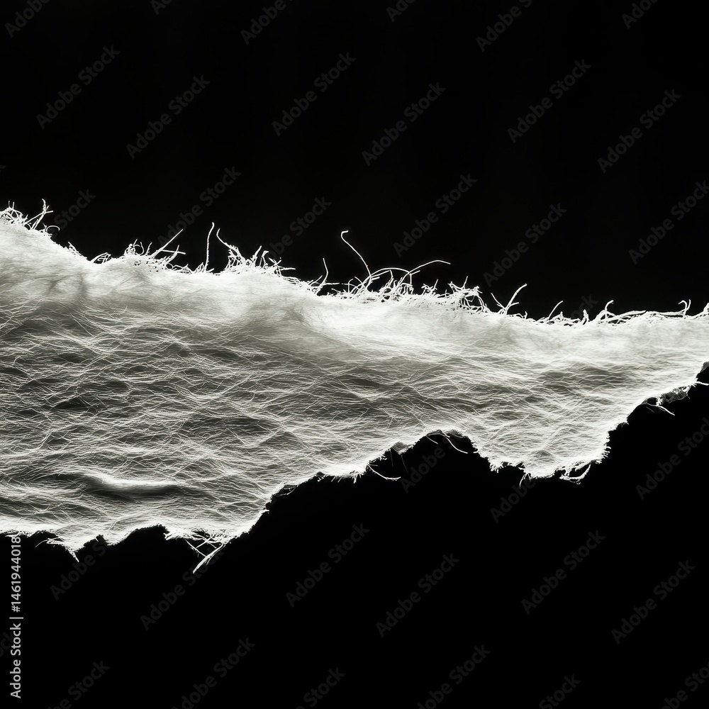 Poster Dynamic White Water Wave with Splashes and Foam on Black Background Liquid Texture and Natural Pattern