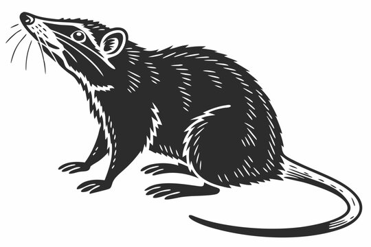 black rat looking up, side view clip art preview