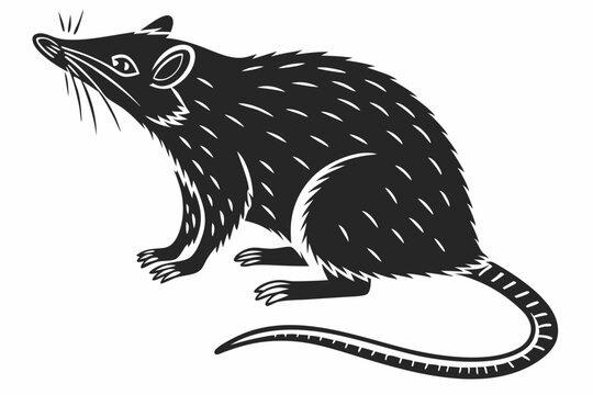 black rat silhouette on white background clip art preview