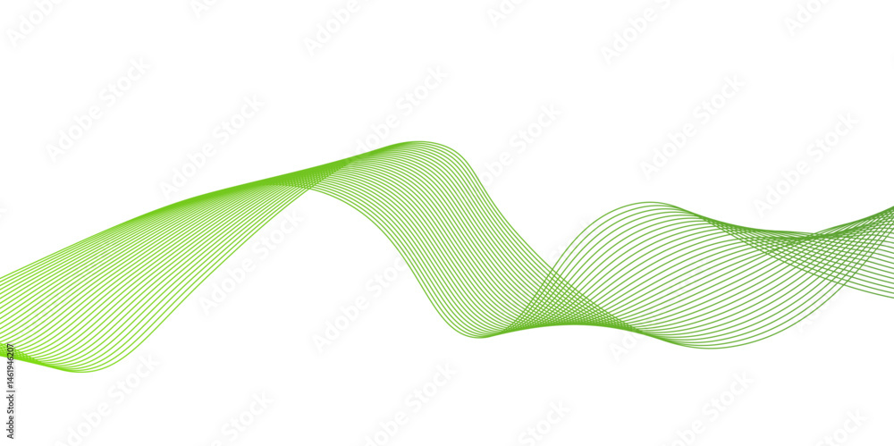 Fototapete Modern abstract green wave liquid lines background.dots on a whit clean and fresh background,Frequency sound wave lines and technology curve lines,green wave lines frame,	