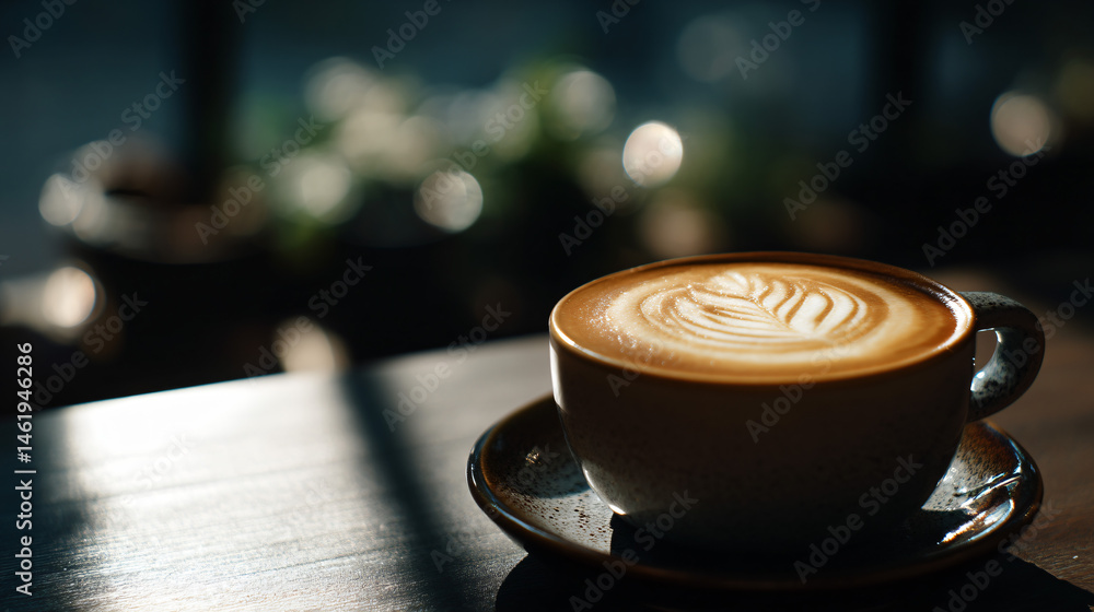 Poster smooth latte nontextual matter in a cafe, setting a passive atmosphere.