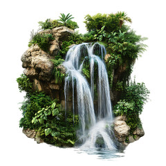 Naklejka premium Cascading waterfalls in a lush green place png