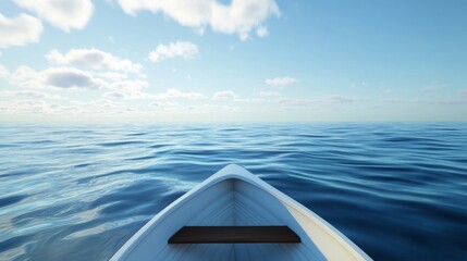Calm waters and serene skies reflect tranquility from a small boat on a peaceful ocean during midday