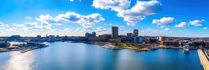 Fototapeta premium overhead photo of baltimore maryland downtown skyline 
