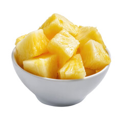 Pineapple Chunks in a Bowl, Fresh and Appetizing on Transparent Background


