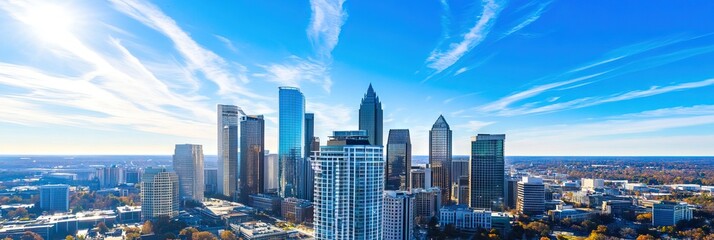 Fototapeta premium overhead photo of charlotte north carolina downtown skyline
