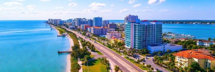 overhead photo of clearwater florida downtown skyline 