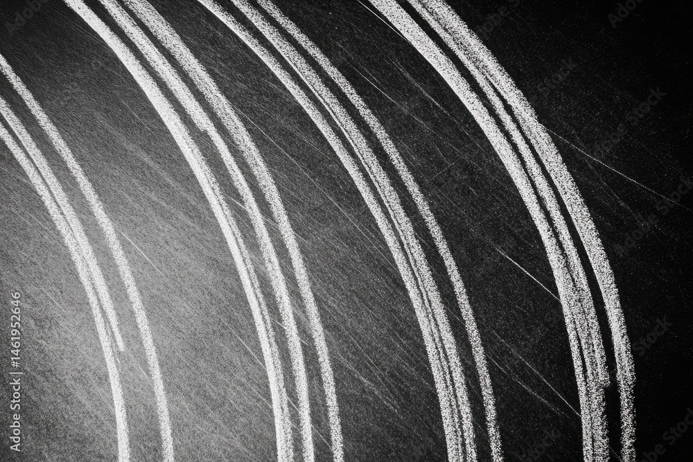 Poster abstract, textured pattern of white curved lines on a dark background. detailed close-up view of the