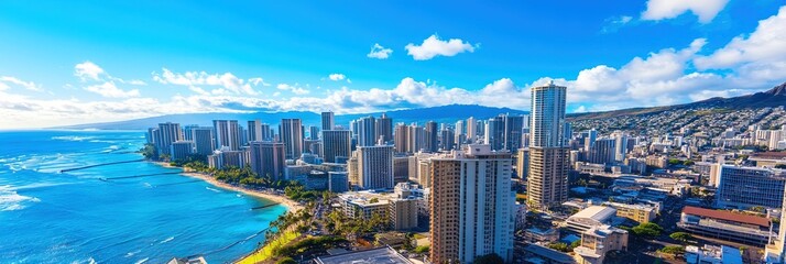 overhead photo of honolulu downtown skyline 