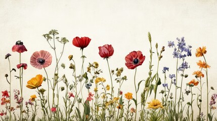 Vibrant Wildflower Meadow: A Botanical Watercolor