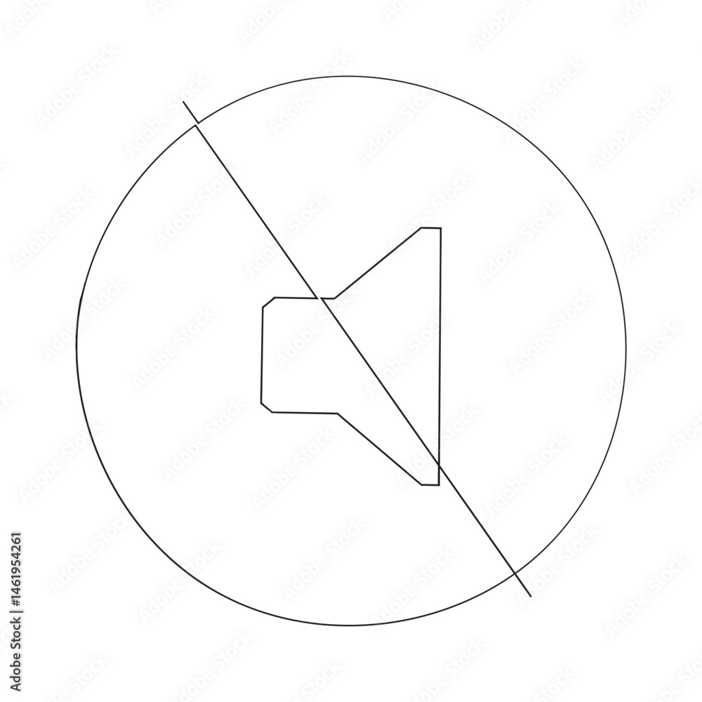 Poster continuous line . speaker. volume. loudspeaker. sound mute symbol.