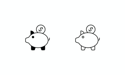 Money Save icons set Line and Glyph black vector icon stock illustration