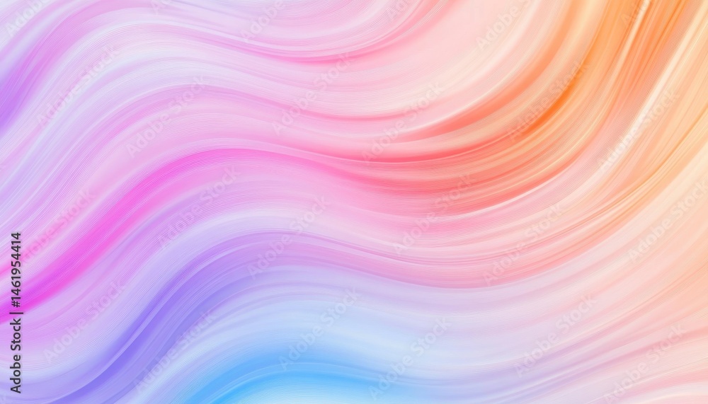 Poster iridescent wavy gradient abstract background with swirling textures in shades of pink peach blue and