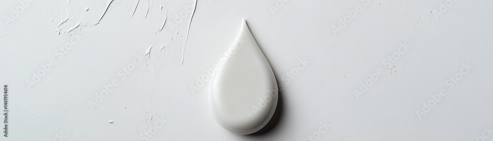 Poster Macro Shot of a Single White Drop on a Textured Surface Water Droplet Isolated Symbolizing Purity and Cleanliness in Monochrome Minimal Design with Smooth Aesthetic