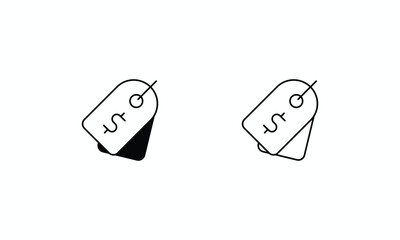 Price Tags icons set Line and Glyph black vector icon stock illustration