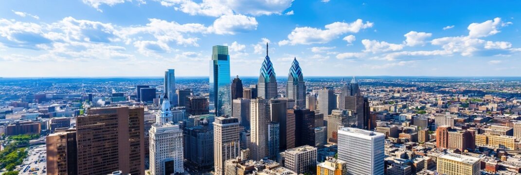 overhead photo of philadelphia downtown skyline