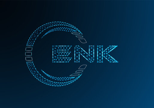 ENK low poly letter logo vector design. ENK lower poly logo design. Low poly logo.