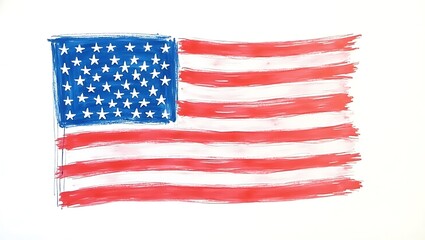 Hand Painted Watercolor American Flag Patriotic Design