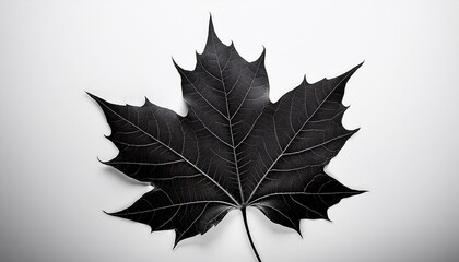 Fototapeta premium a black maple leaf against a white background