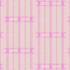 Elegant Repeating Pink Floral Geometric Pattern on Soft Beige Background