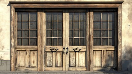Fototapeta premium Antique Wooden Double Doors of a Rustic Building