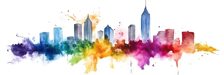 watercolor atlanta georgia downtown skyline 
