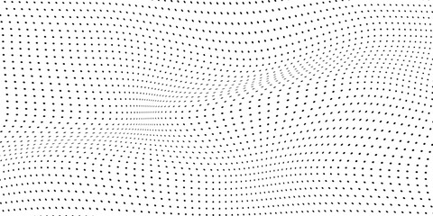 A wave of moving particles. Abstract vector 3d illustration on a white background.