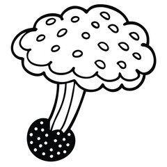 Mushroom vector Silhouette Line art illustration Puffball mushroom releasing spores