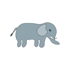 Flat Elephant Vector – Cute Gray Jungle Animal Illustration