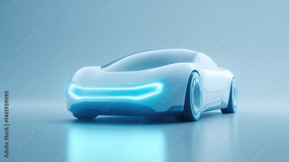 Poster 3d illustration showcases isolated futuristic sensor with glowing elements on gradient background