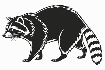raccoon sihouette black vector