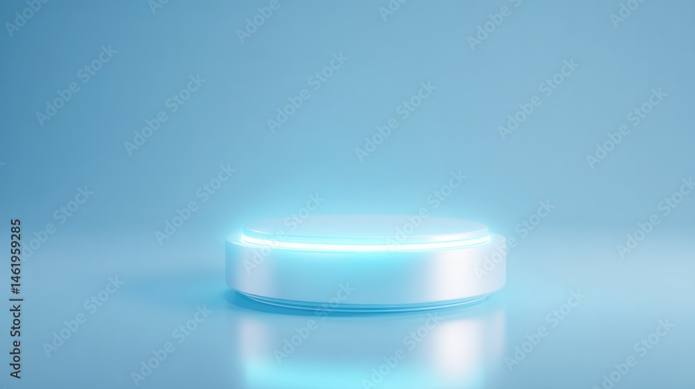 Poster 3d illustration showcases isolated futuristic sensor with glowing elements on gradient background