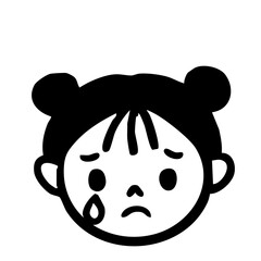 泣く女の子　涙をながす子供のイラスト　女子小学生

