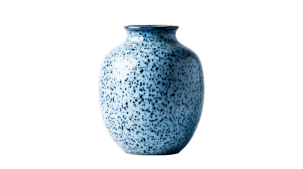 Elegant blue ceramic vase with speckled design and smooth finish