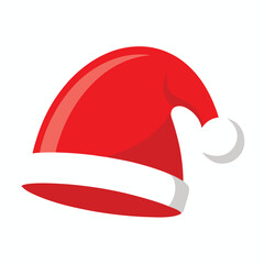 the iconic red and white Christmas Santa hat on white background