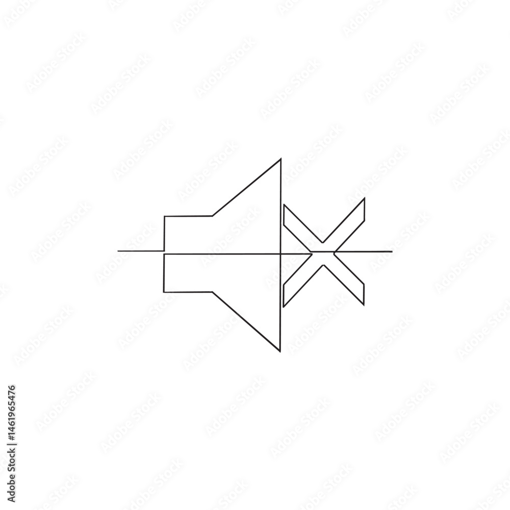 Poster speaker mute icon. volume mute icon vector. loudspeaker mute icon. vector sound symbol continuous li