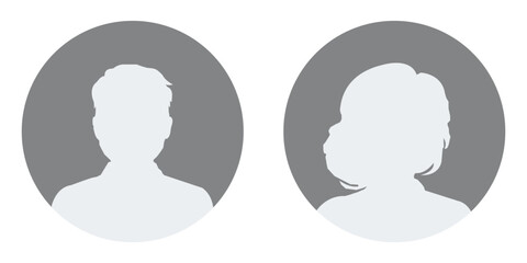 Man and woman Vector user profile illustrations. The illustration portrays a man and a woman portrait.