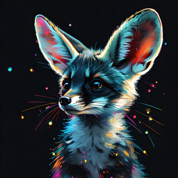 Fennec Fox with colorful splashes